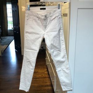 Ann Taylor Cropped White Skinny Jeans